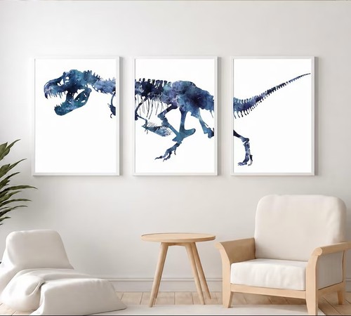 Blue rex skeleton wall - blue,