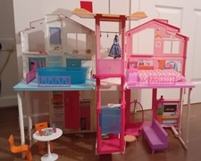 Large 2 Storey Barbie House With Lift Plus Accesories And Barbies