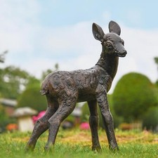 Deluxe Life-Size 'River' Baby Deer Garden Sculpture - Cast Aluminium Ornament