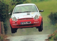 FORD KA, AIRBORNE REG No.P876 NWC, RALLY CAR IN ACTION COLOUR PHOTOGRAPH.