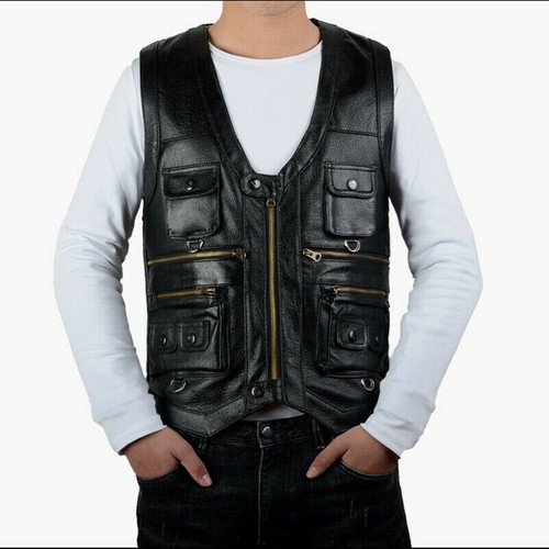 Mens genuine leather waistcoat - genuine,