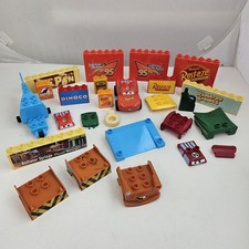 Disney Cars MEGA BLOKS Bundle Lot Dinoco Helicopter Tow Mater Luigi 7785 Spares