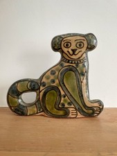 Hand crafted Art Pottery Glazed Terracotta Cat Folk Art