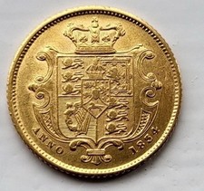 1834 Half Sovereign William IV One Year Only Small Type 22ct Gold R2 Rare Coin