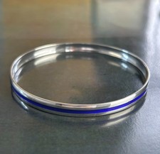 Hallmarked STERLING SILVER 925 Blue Enamel Bangle CH Chester Charles Horner