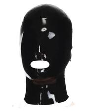 Black Latex Rubber Hood Mask No Eyes Zipper Back Full Face Mask Size Large