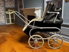 Dolls house miniature 1:12 vintage 1950s 1960s leather pram