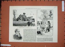 Old Antique Print 1884 Fishing Boat Anstruther Children Tooth Galleries 19th