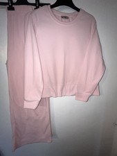 Ladies Pink Fleece Pyjamas Size L 16-18