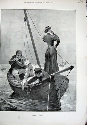 Old antique print 1893 deap - antique,