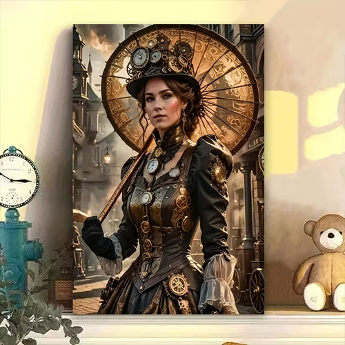 Frame steampunk girl canvas - frame,