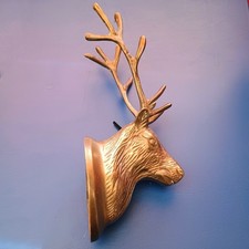 Brass Stag Wall Plaque Vintage