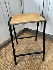 Vintage Industrial Science Lab School Workshop Stacking Stool-Wood & Metal GOOD