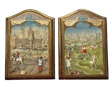 Vintage Print Pictures On Wood Grimani Breviary June & October Harvesting Italy