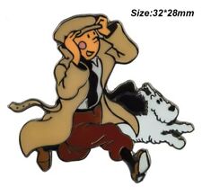 Tin Tin & Snowy Metal Enamel Pin Badge Brooch Adventures Of TinTin Fox Terrier