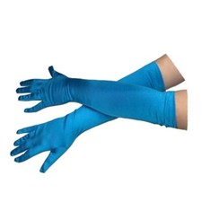 Ladies Long Blue Opera Evening Satin Princess Gloves Party Fancy Dress Prom