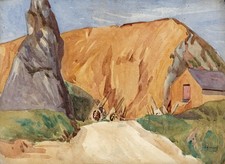 WAGONS IN LANDSCAPE Antique