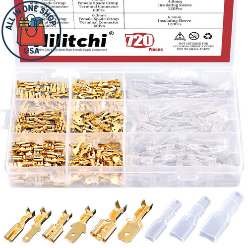 Spade connectors 8 - spade, 2.8/4.8/6.3mm