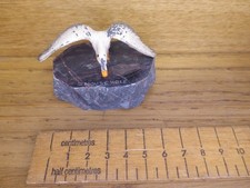 Cornish Serpentine Stone 'Mouse Hole' Paperweight with Painted metal Seagull (SC