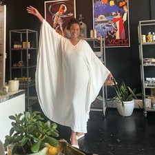 New Secteur 6 Maxi Kaftan Dress Bat Sleeves Deadstock Viscose MSRP $195 Fairy