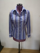 Ladies Vintage Shirt Jermyn Street By Hawes & Curtis Size Today 10 Striped Blues