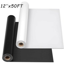 12''x50ft Heat Transfer Vinyl Rolls Black White Iron on T-shirt Heat Press HTV