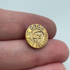 Vintage UPS 30 Years Safe Driving Service Award Lapel Pin Gold Tone Rhinestone
