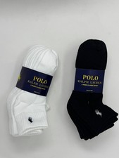 Polo Ralph Lauren 6-Pairs White Quarter Crew Socks Classic Sport Men’s Size 6-12