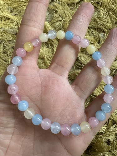 Natural stone bead bracelet - natural,