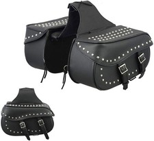 Motorcycle PU Leather Saddlebags Waterproof Storage Box Seat Pack Black