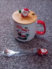 Christmas Mug - Hot Chocolate And Spoon - Holiday Xmas Gift
