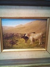 Edwin Thomas Roberts (1840-1917) Oil Painting 'highland Cattle' ❤️CHARITY 