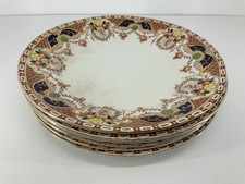 6 x ANTIQUE - BURGESS BROS CARLISLE WARE IMARI STYLE PLATES - 20cm x 6