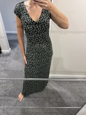 Pepperberry Khaki Green Maxi Casual Holiday Dress Animal Print Size 8 Viscose