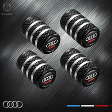 Set of 4 Black Premium Valve Zebra Type Dust Caps Fits Audi  Wheel Dust Covers
