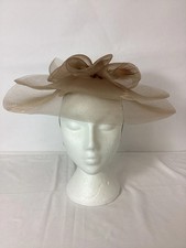 Vintage 1980s Connor taupe fascinator saucer hat mesh and feather headpiece #VA