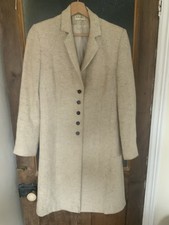 Kaliko Silk Linen Viscose Mix Oatmeal Mid Length Coat Lightweight UK12