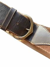 ST MICHAEL Cinch Buckle Belt English Brown Suede Leather 27-28" Boho Vintage