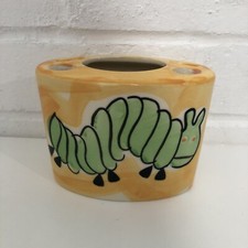 Vintage Caterpillar Tooth Brush Holder By English Country Pottery Yellow Green