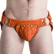 Real Leather Jockstrap Men's Underwear Gay Sexy Thong Briefs G-String Jock Strap