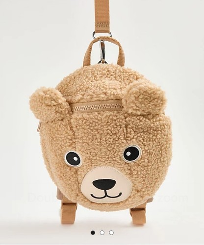 Tan fleece bear bag - tan,