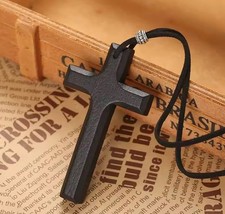 Wooden Cross Pendant With Rope Necklace