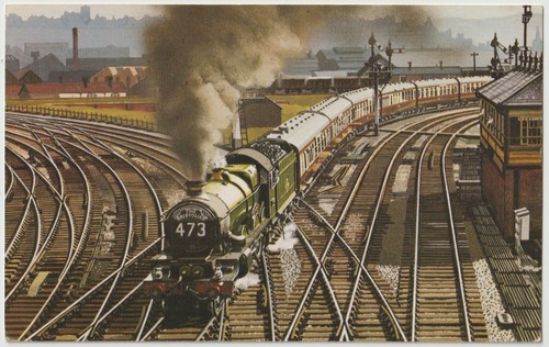 Railway art postcard gwr - railway,