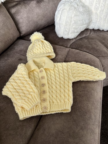 Cream double hand - hand, knitted
