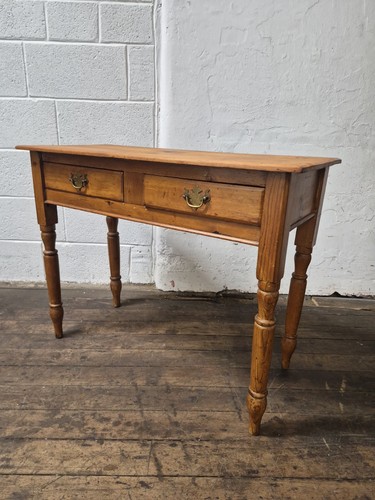 Antique pine side table - side,