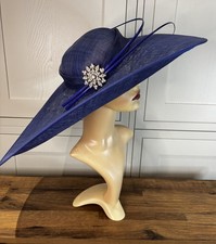 J Bees Navy Extra Large Sinamay Wedding Mother Bride Guest Races Party Hatinator