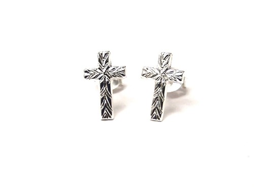 Sterling silver cross stud - silver,