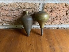 Pair Of Antique Plumbobs Plumb Bobs Brass Steel Vintage Tools