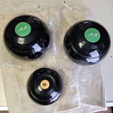 2 Bowls and Jack, Black 1.2kg Medium Weight, Used. Pair