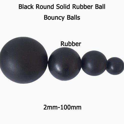 Black round solid rubber ball - black,